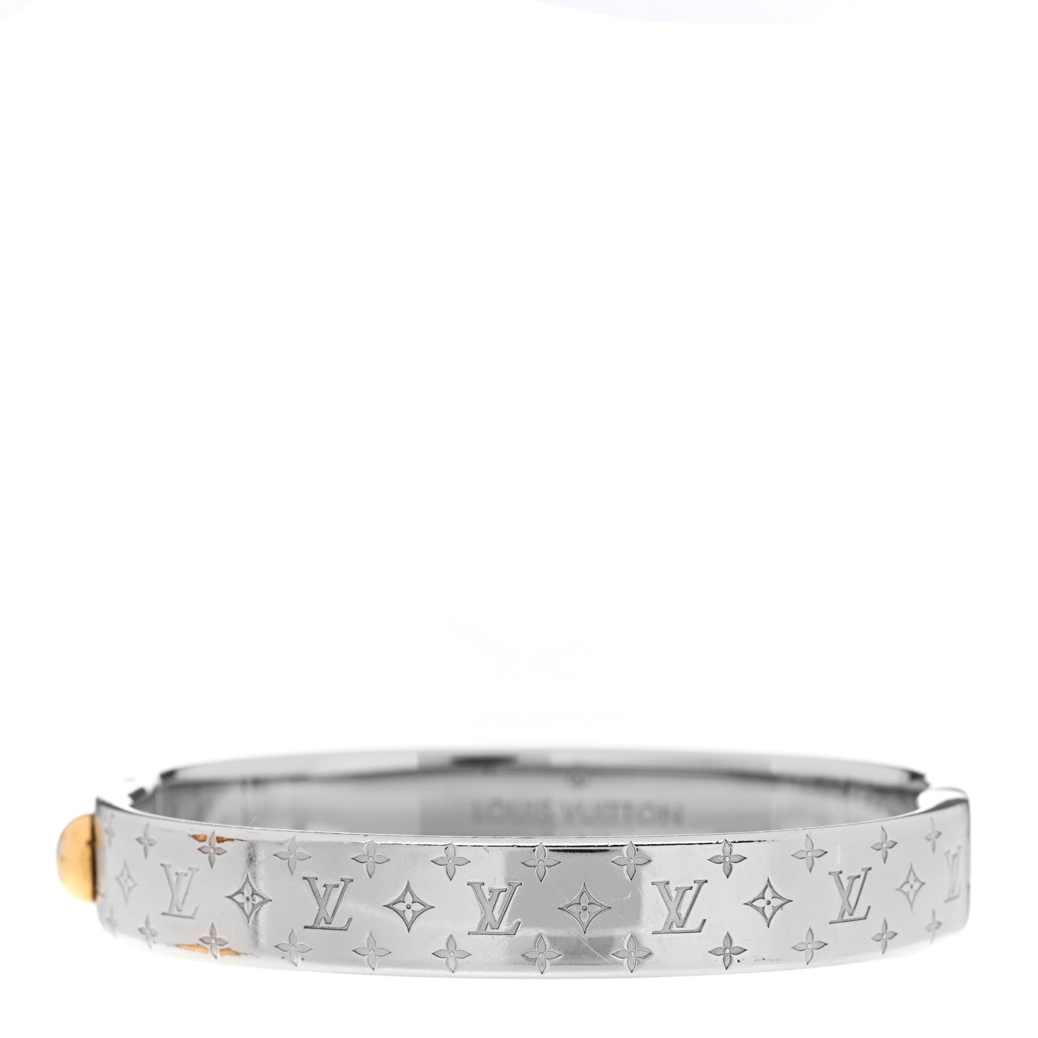 Louis Vuitton Palladium Monogram Nanogram Cuff S Silver 1 of 7