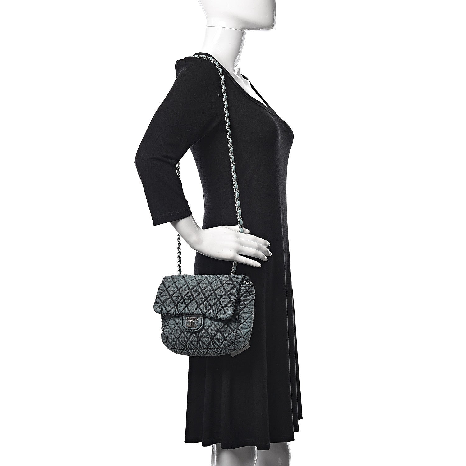 Chanel Denim Quilted Small Denimpression Flap Blue Black 2 of 10