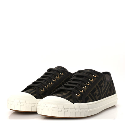 Fendi Fabric Jacquard Rubber FF Mens Domino Sneakers 42 Tabacco Black 4 of 10