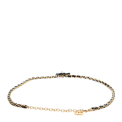 Chanel Calfskin Crystal Chain Camellia Belt 80 Black Gold 2 of 4