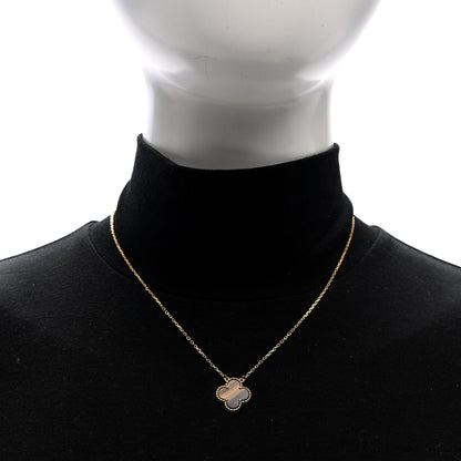 Van Cleef & Arpels 18K Yellow Gold Tiger Eye Vintage Alhambra Pendant Necklace 2 of 4