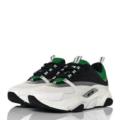 Christian Dior Technical Mesh Calfskin Mens B22 Sneakers 44 White Black Green 3 of 15