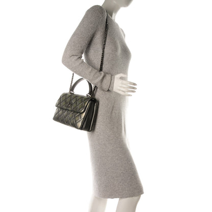 Chanel Metallic Lambskin Quilted Small Trendy CC Dual Handle Flap Bag Silver Gold 2 of 8