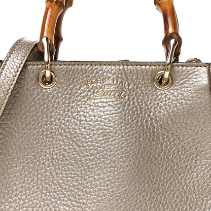 Gucci Metallic Calfskin Mini Bamboo Shopper Tote Golden Beige 7 of 9