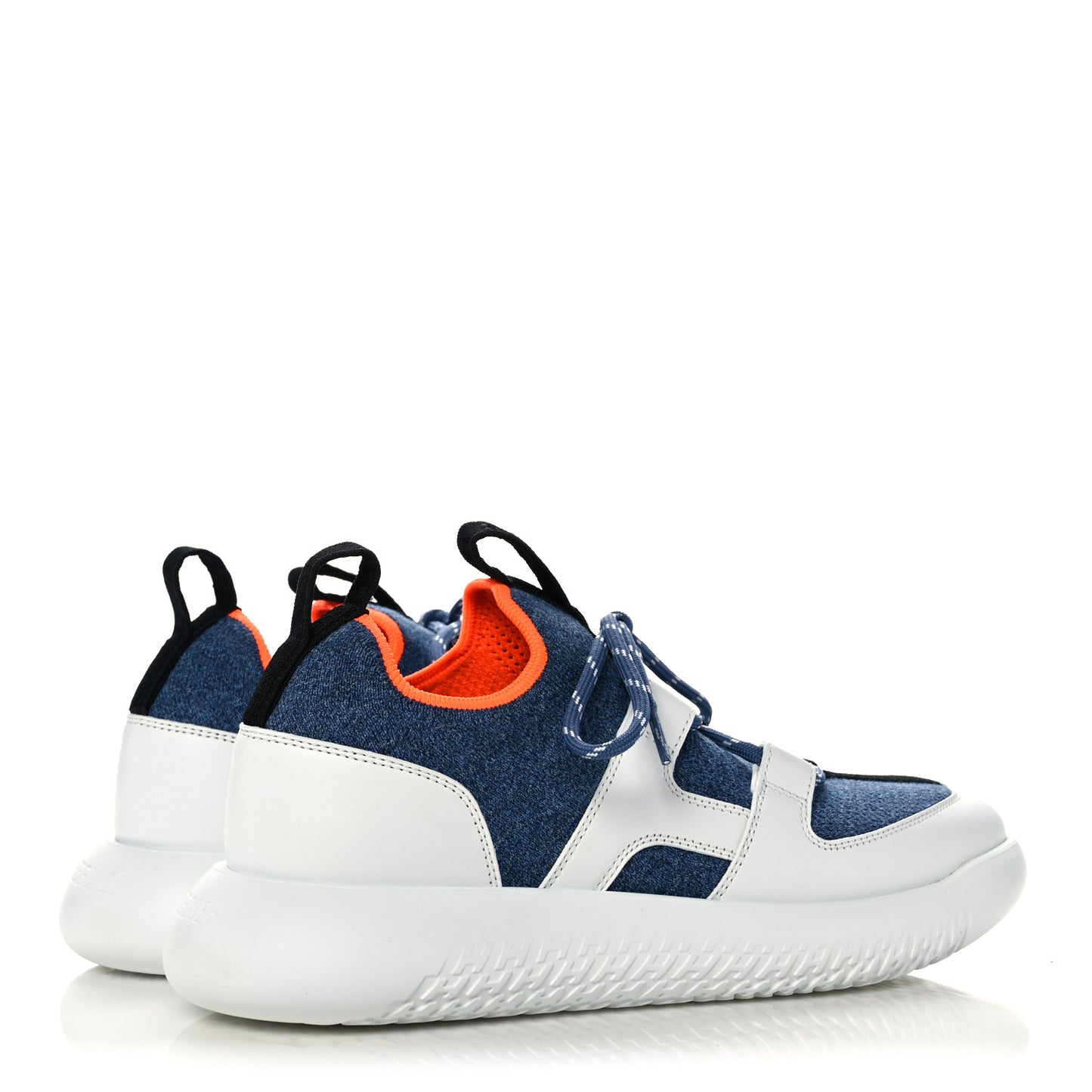 Technical Canvas Calfskin Womens Duel Sneakers 36.5 Blue Jean Multicolor