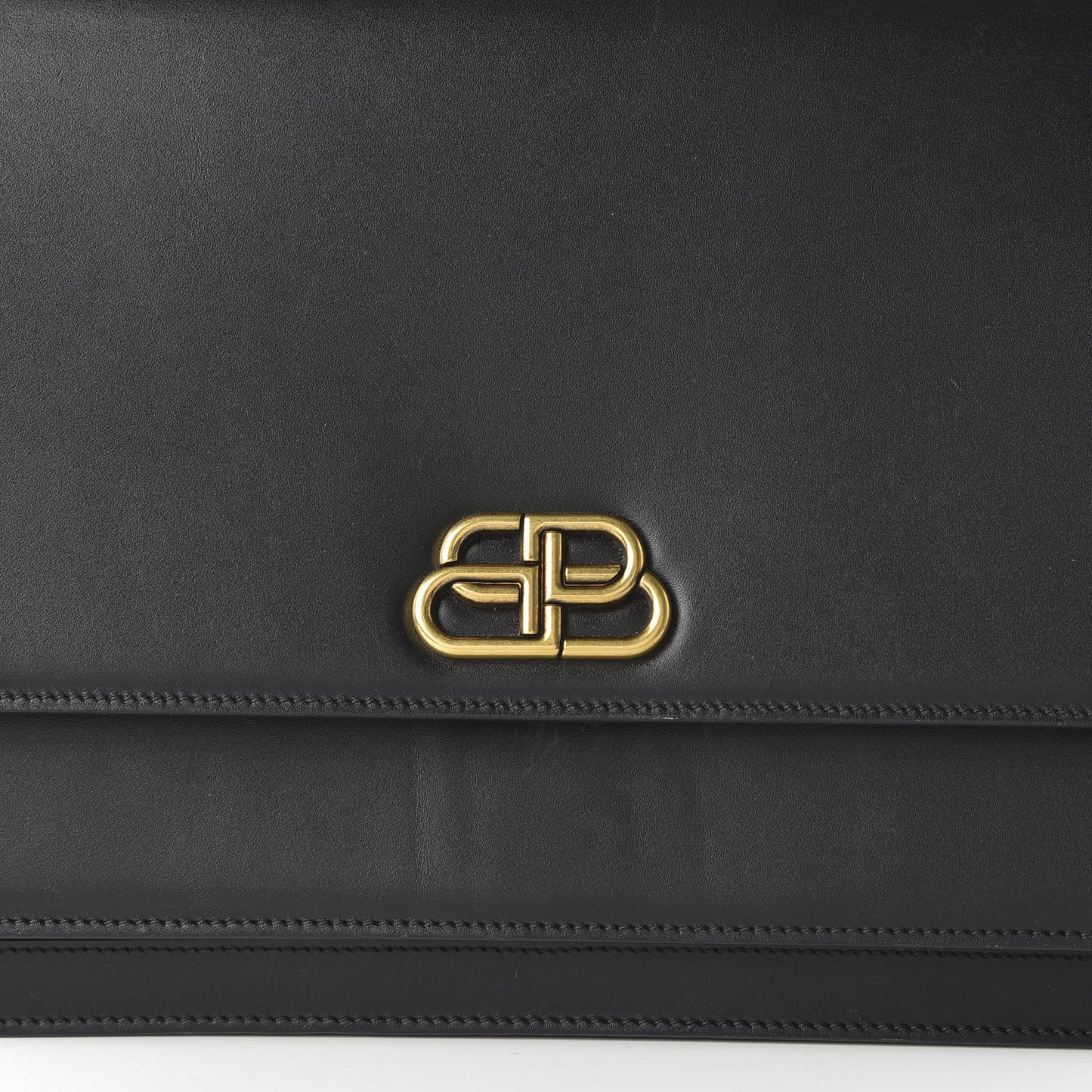 Box Calfskin Large Sharp Top Handle Bag Black
