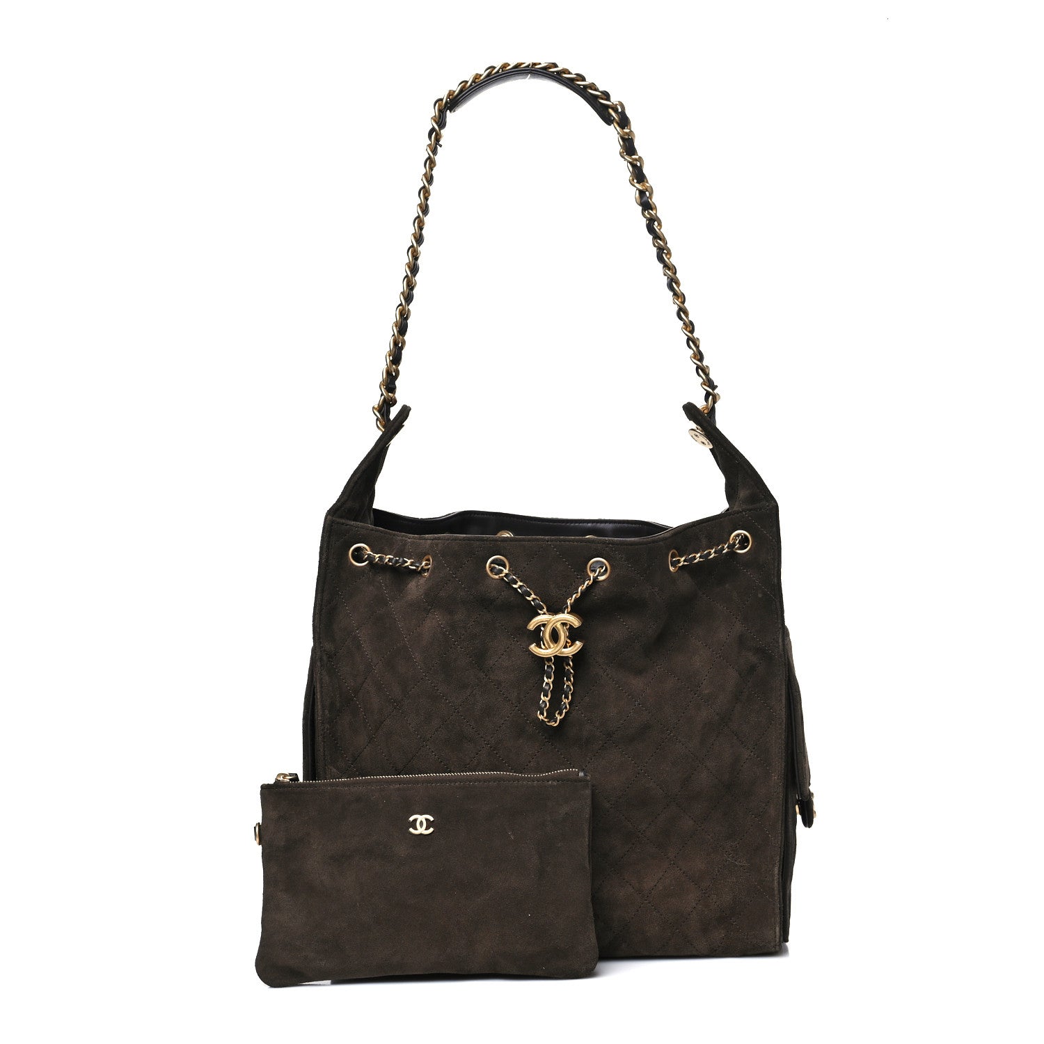 Chanel Suede Quilted Medium Chanel 25 Handbag Dark Brown 3 of 11