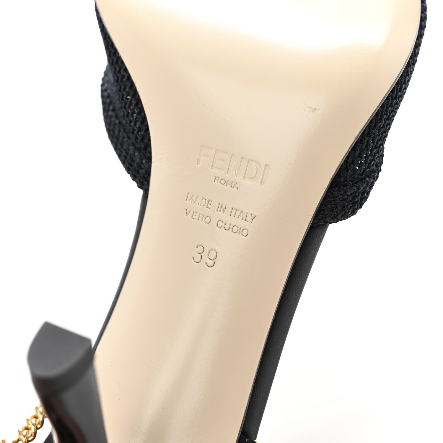 Fendi Mesh Chain 85mm Slingback Pumps 39 Black 7 of 8