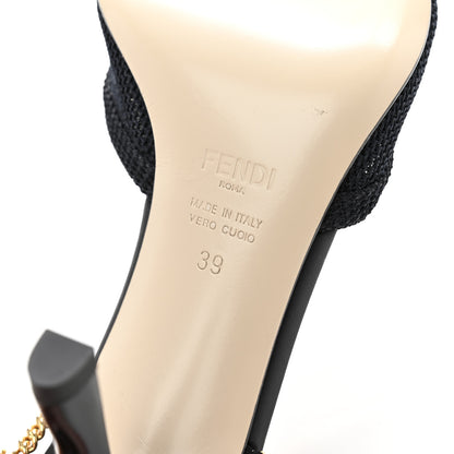 Fendi Mesh Chain 85mm Slingback Pumps 39 Black 7 of 8