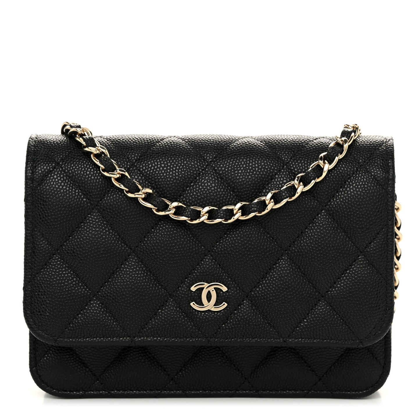 Caviar Quilted Mini Wallet On Chain WOC Black