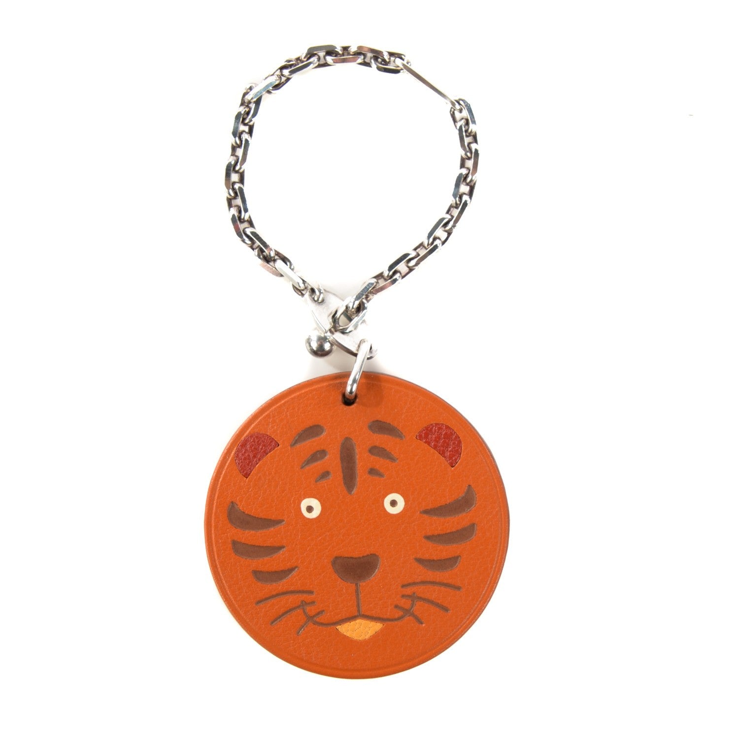 Hermes Tadelakt Tiger Key Chain Bag Charm Potiron 1 of 6