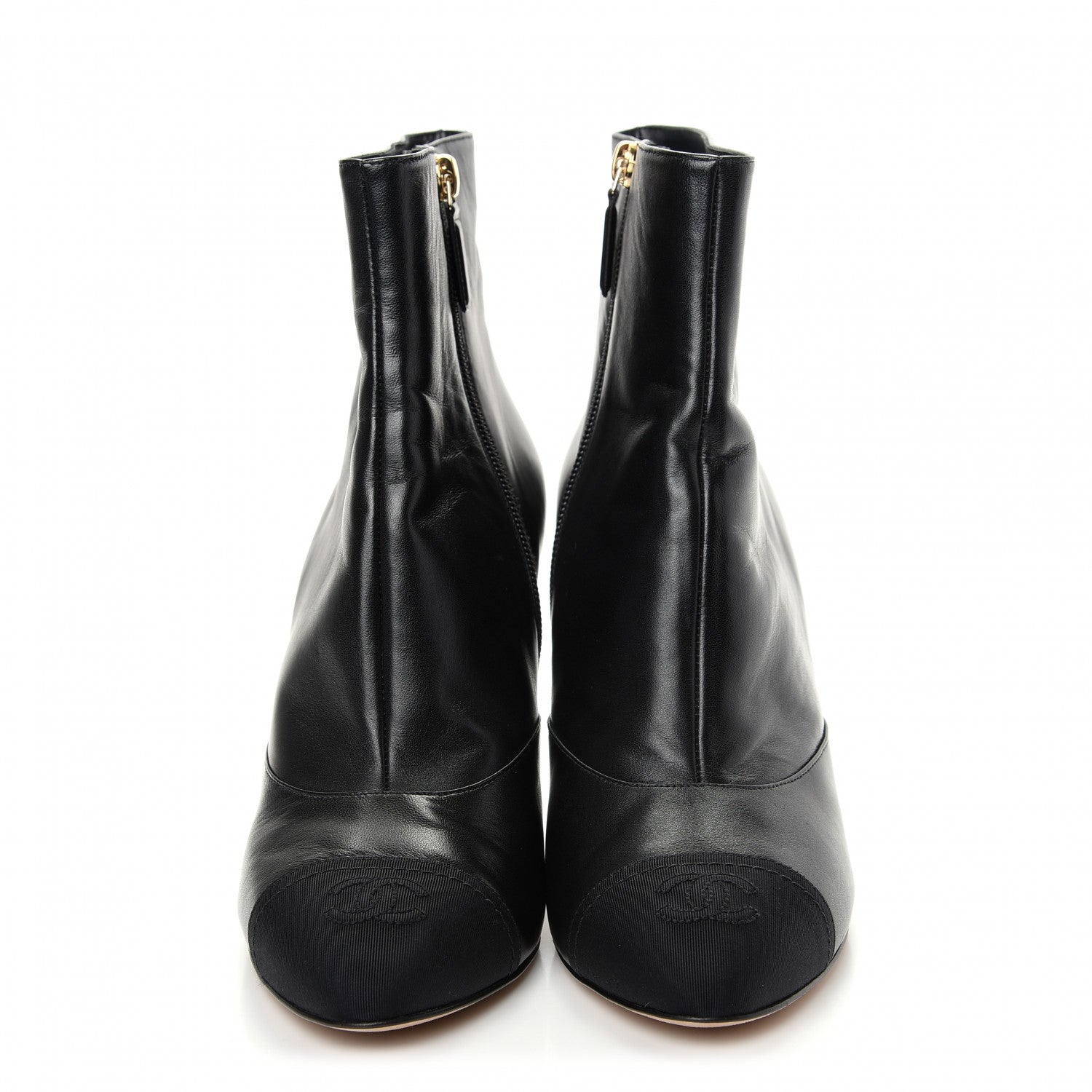Chanel Lambskin Grosgrain Cap Toe Short Ankle Boots 39.5 Black 2 of 11
