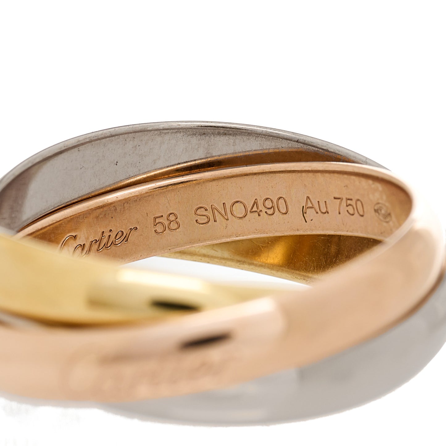 18K Pink Yellow White Gold Classic Trinity Ring 58 8.25