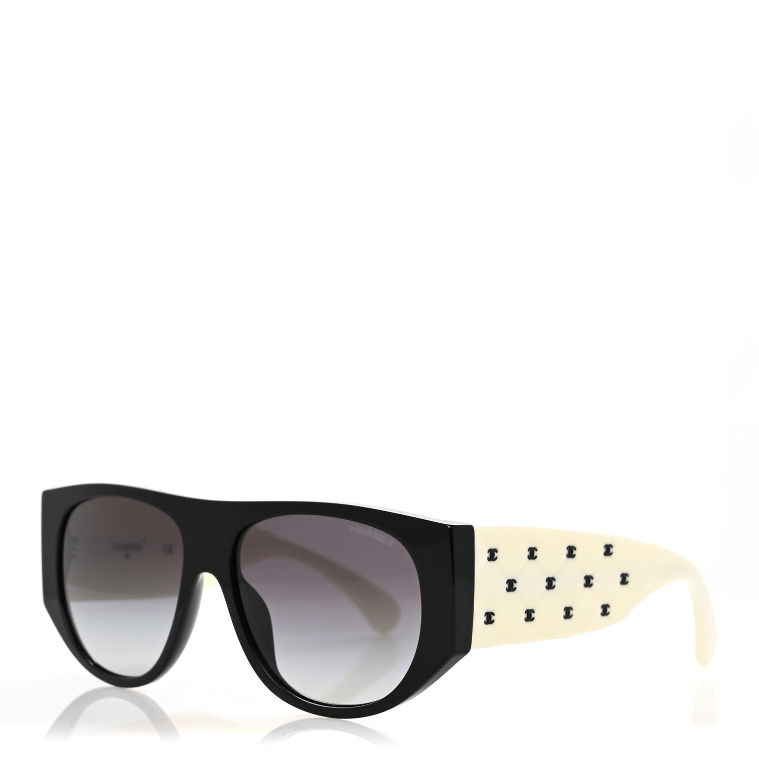 Chanel Acetate Quilted CC Pilot Sunglasses 71465 White Black 1 of 8
