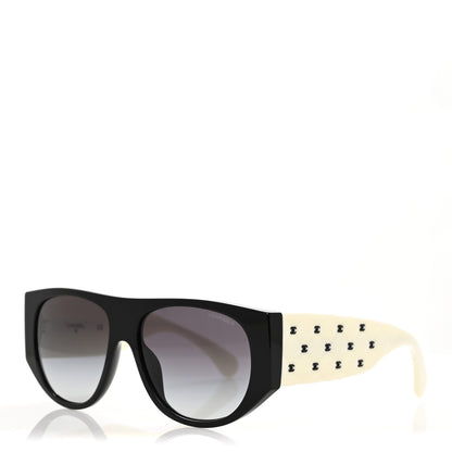 Chanel Acetate Quilted CC Pilot Sunglasses 71465 White Black 1 of 8