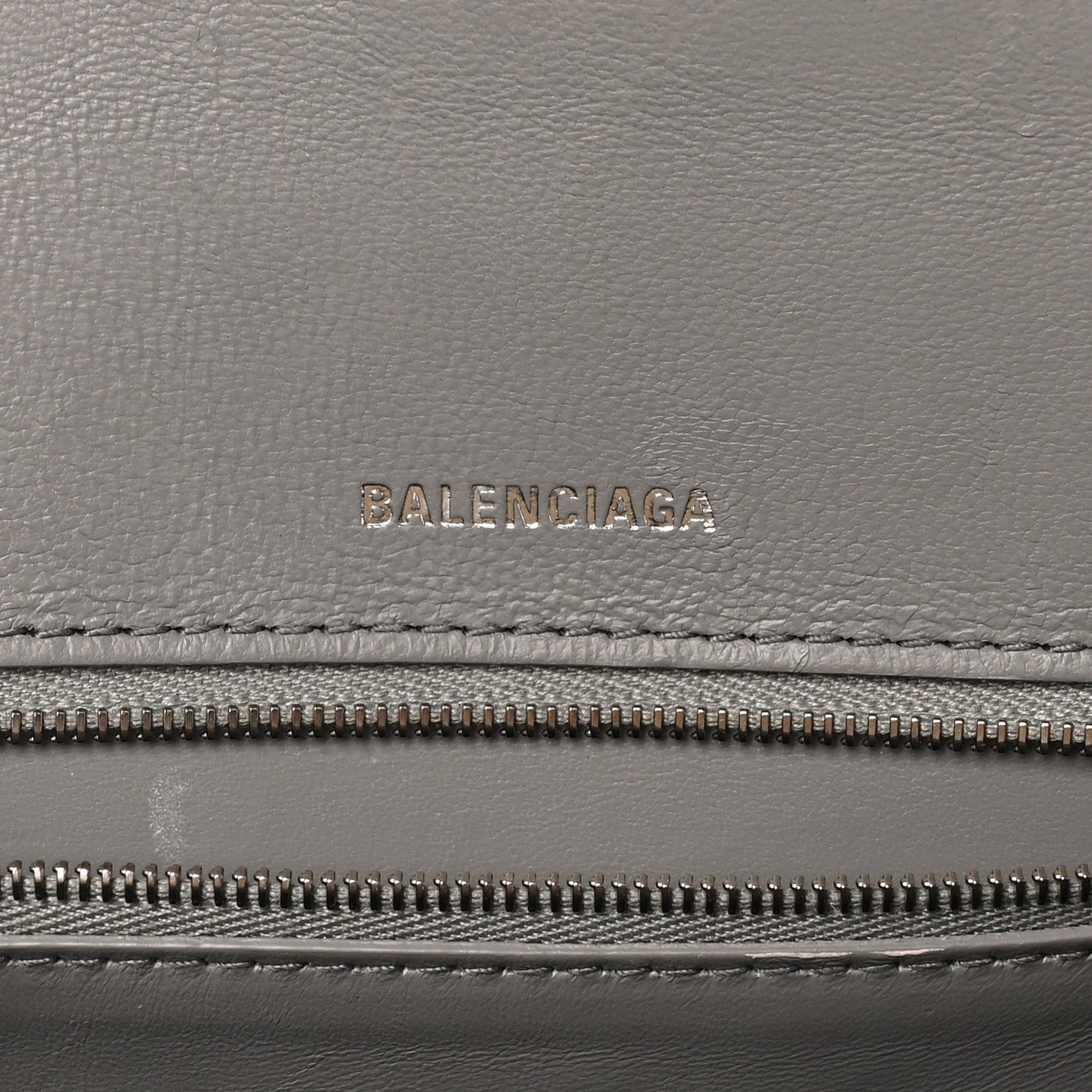 Shiny Calfskin Crocodile Embossed Medium Hourglass Top Handle Bag Balenciaga Grey
