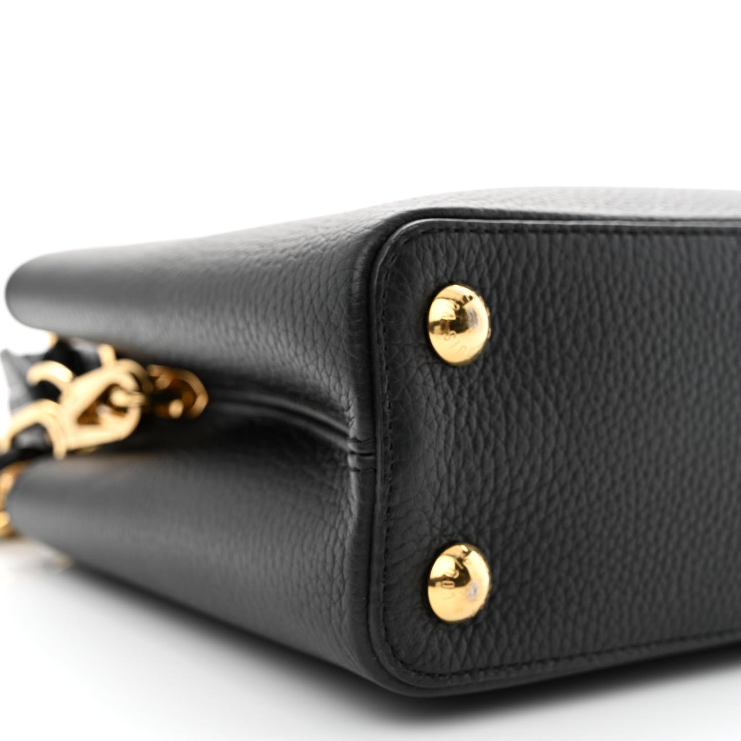 Taurillon Enamel Chain Capucines BB Black Multicolor