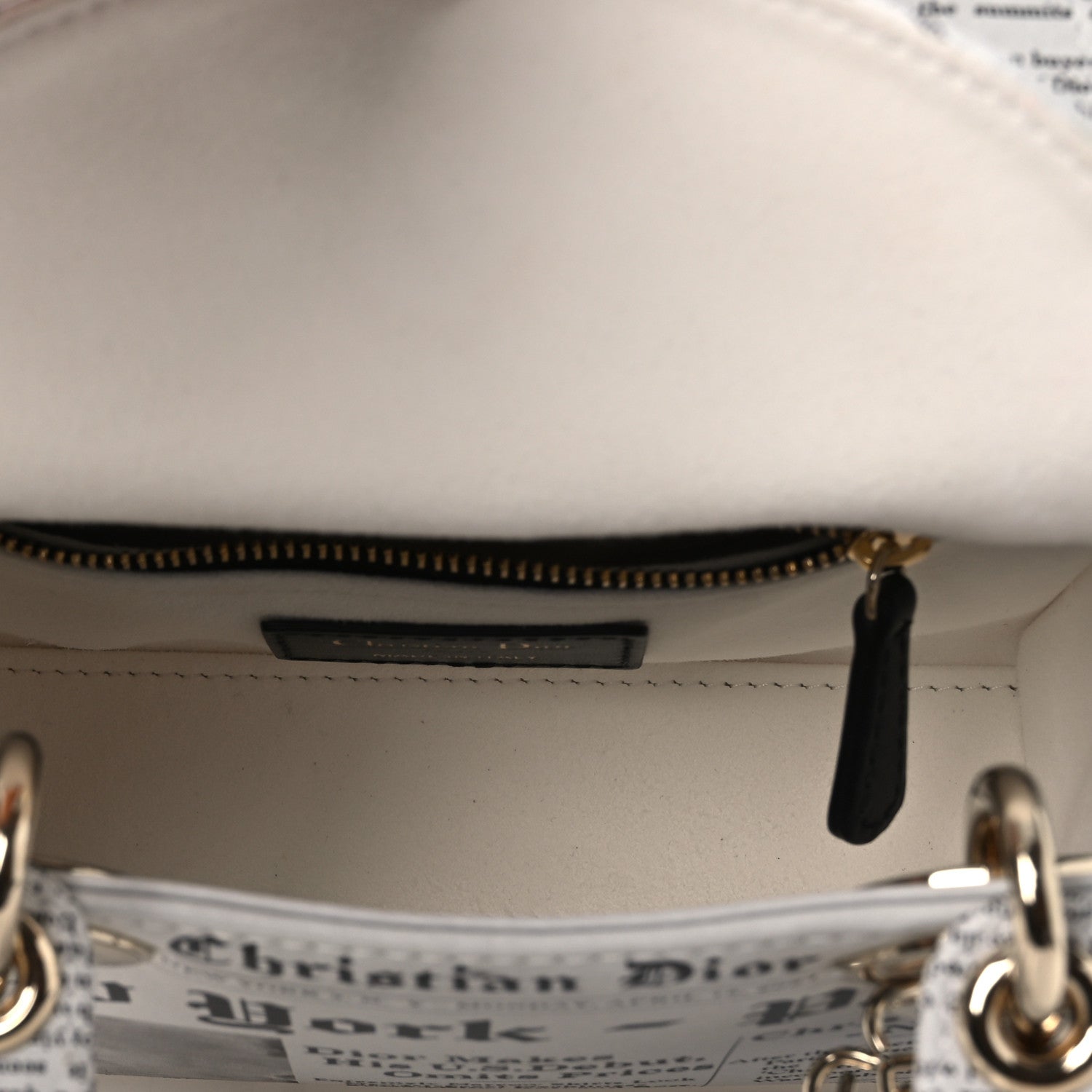 Christian Dior Calfskin Newspaper Printed Mini Lady Dior Black White 5 of 11