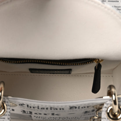 Christian Dior Calfskin Newspaper Printed Mini Lady Dior Black White 5 of 11