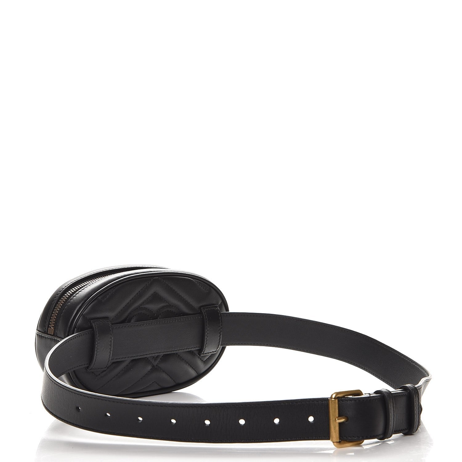 Gucci Calfskin Matelasse GG Marmont Belt Bag 85 34 Black 3 of 7