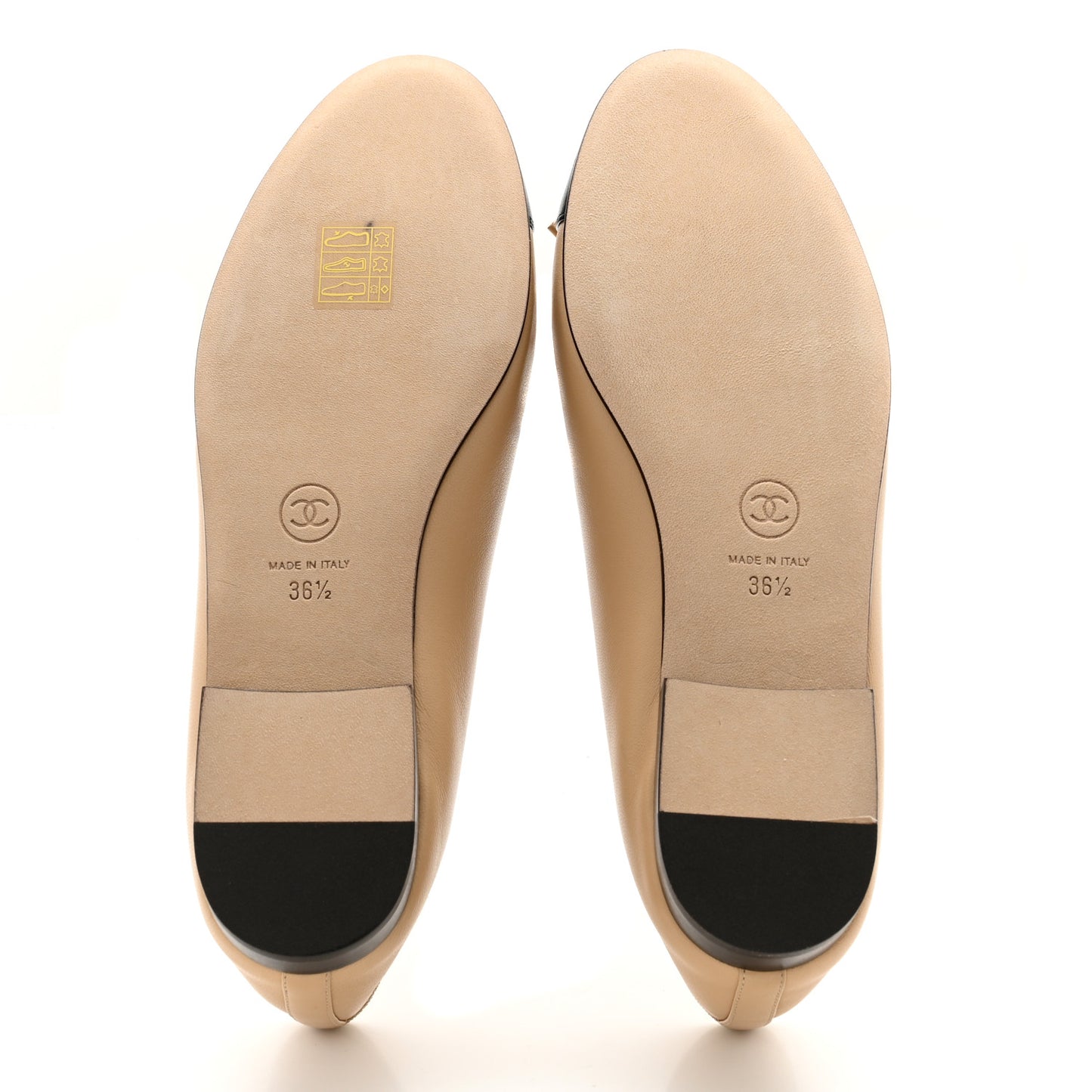 Lambskin Cap Toe CC Ballerina Flats 36.5 Beige Black