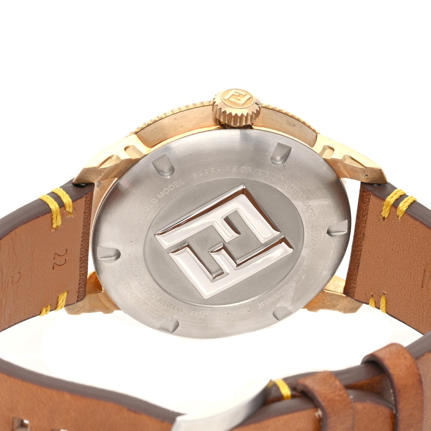 Fendi Stainless Steel Bronze Calfskin 42mm Aqua Diver Automatic Watch Green 4 of 5
