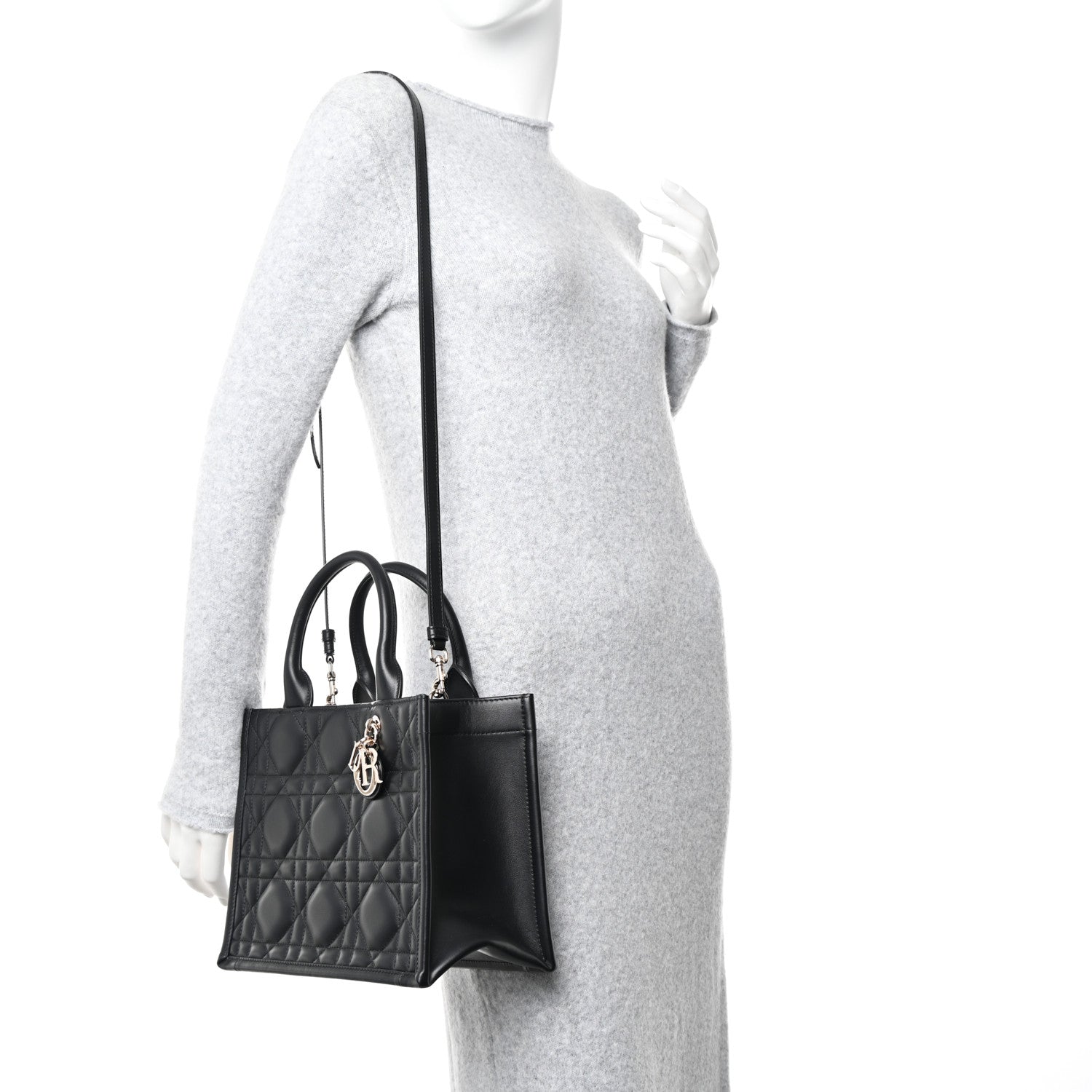 Christian Dior Calfskin Macro Cannage Small Book Tote Black 2 of 10