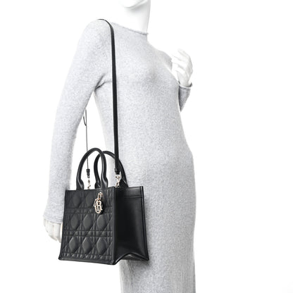 Christian Dior Calfskin Macro Cannage Small Book Tote Black 2 of 10