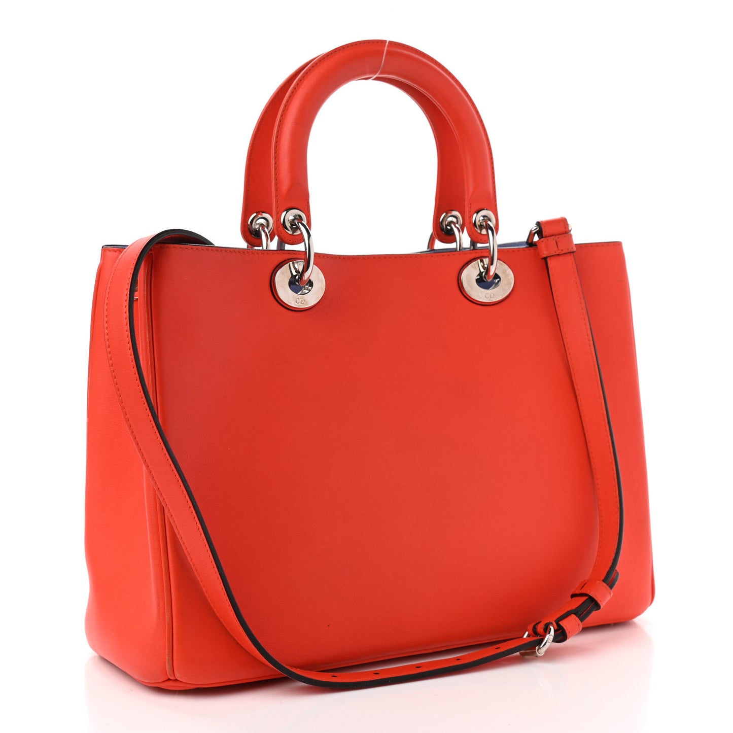 Smooth Calfskin Medium Diorissimo Tote Orange Light Blue