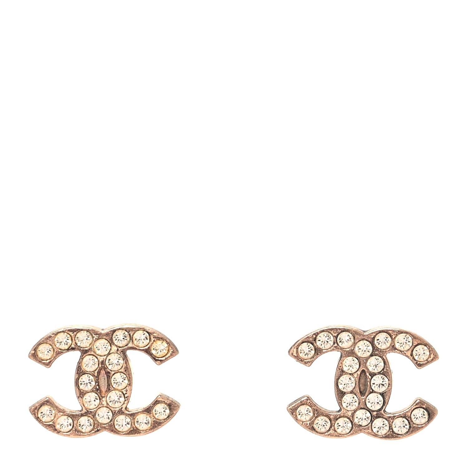 Chanel Crystal CC Earrings Gold 1 of 4