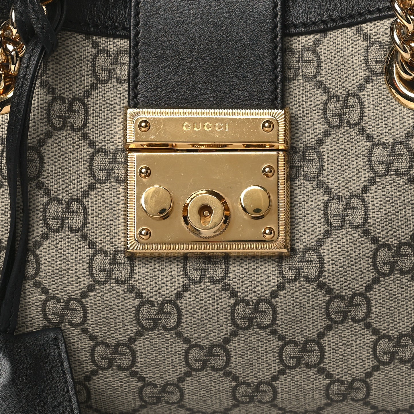 GG Supreme Monogram Small Padlock Tote Black