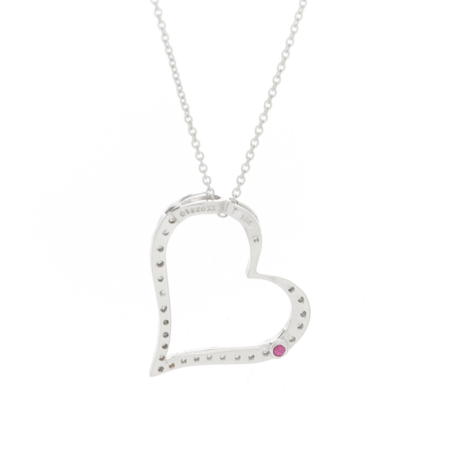 Roberto Coin 18K White Gold Diamond .22ct Tiny Treasures Heart Pendant Necklace 6 of 6