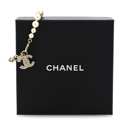 Chanel Graduated Pearl Crystal CC Bracelet Gold 5 of 5