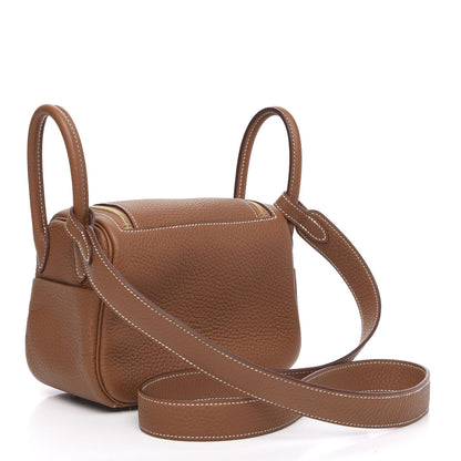 Hermes Taurillon Clemence Mini Lindy 20 Gold 3 of 9