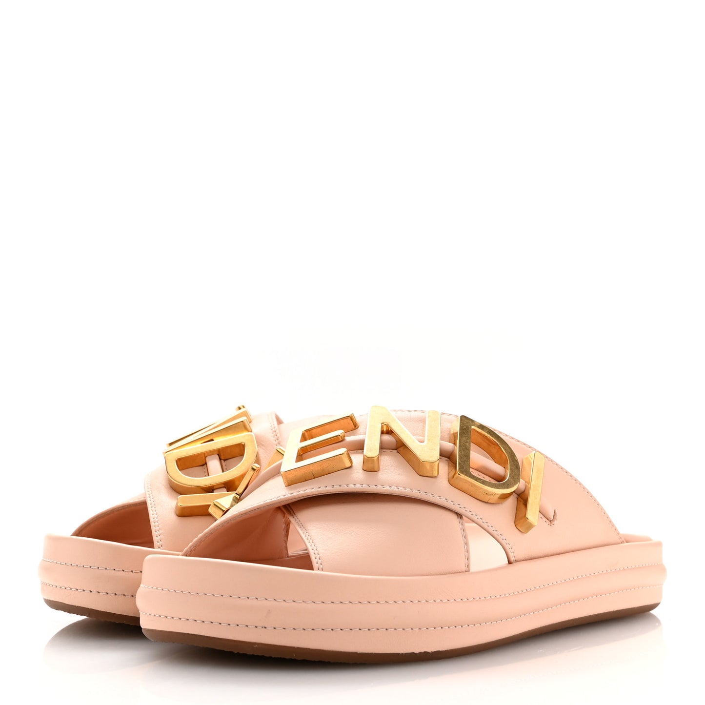 Vitello Womens Fendigraphy Slide Sandals 36 Light Rose
