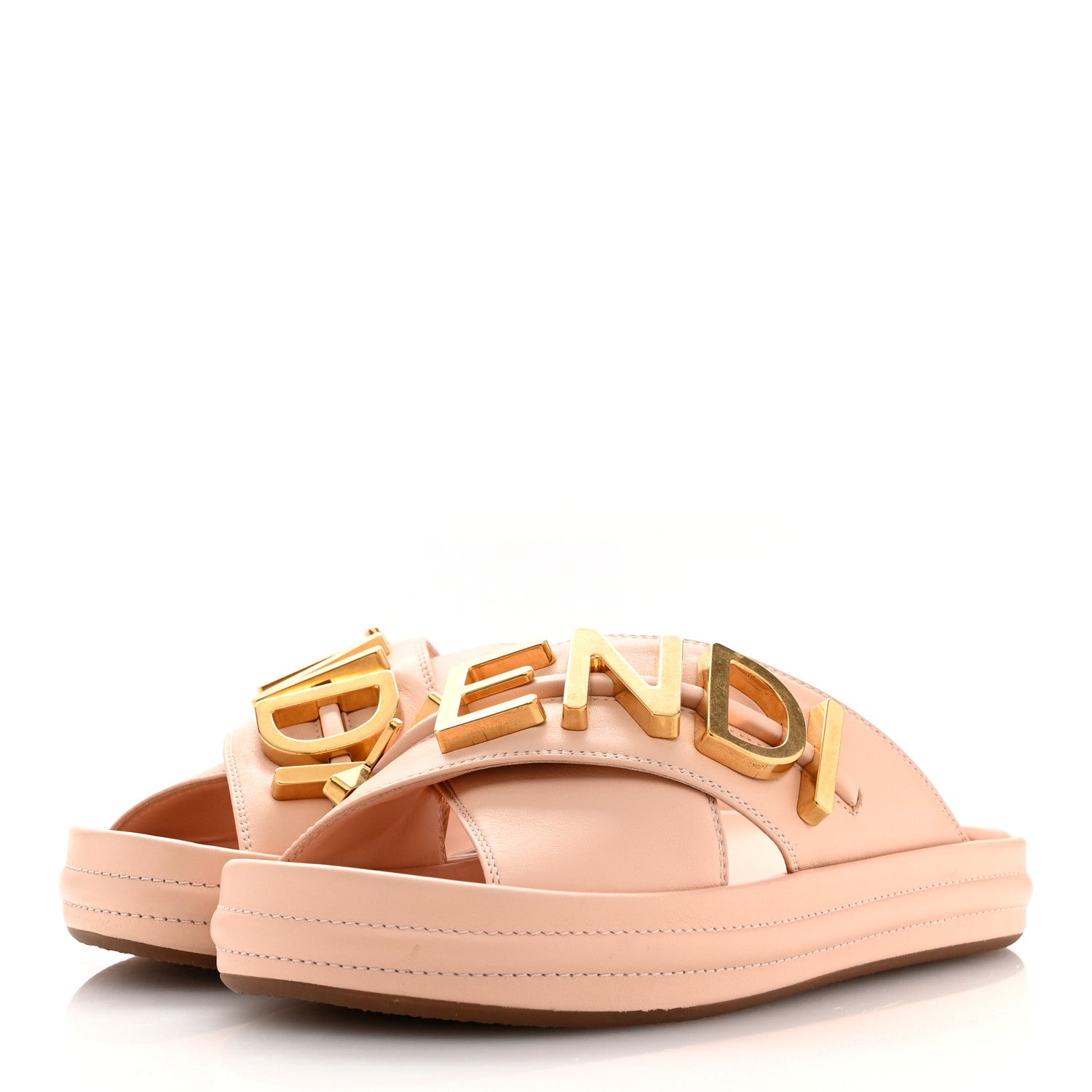 Fendi Vitello Womens Fendigraphy Slide Sandals 36 Light Rose 4 of 11