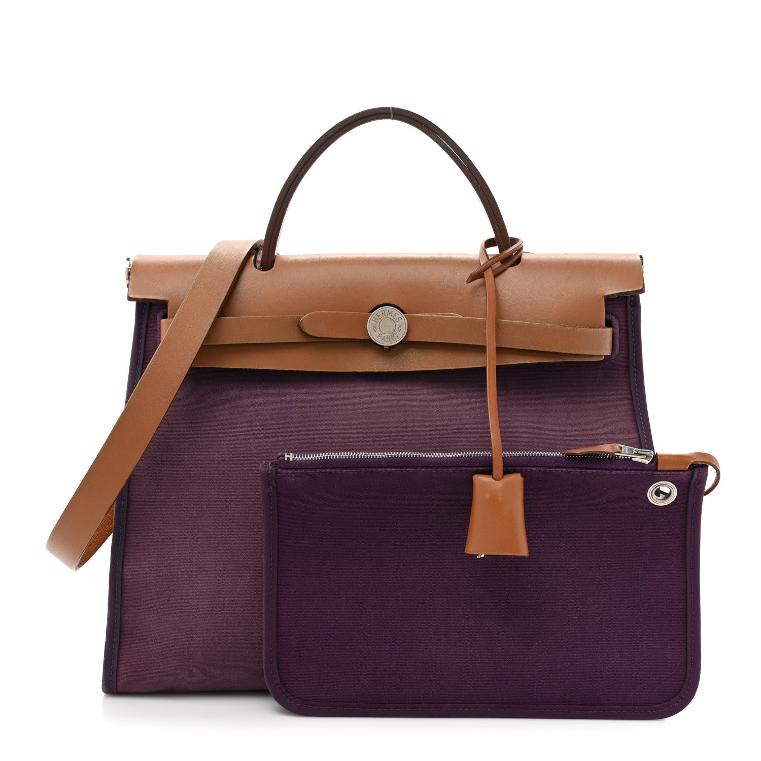 Hermes Vache Hunter Toile Herbag Zip 31 PM Fauve Cassis 2 of 18