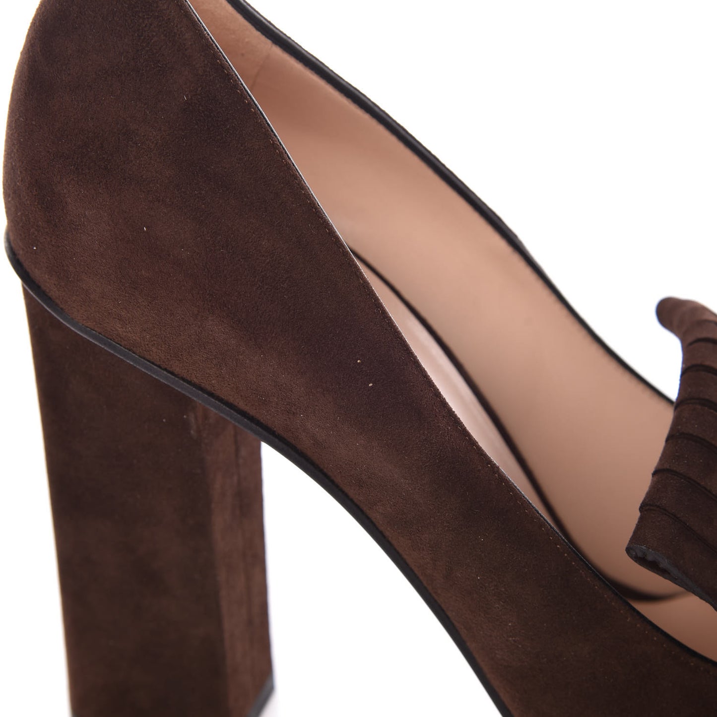 Kid Scamosciato GG Marmont Fringe 105mm Loafer Pumps 42 Cocoa