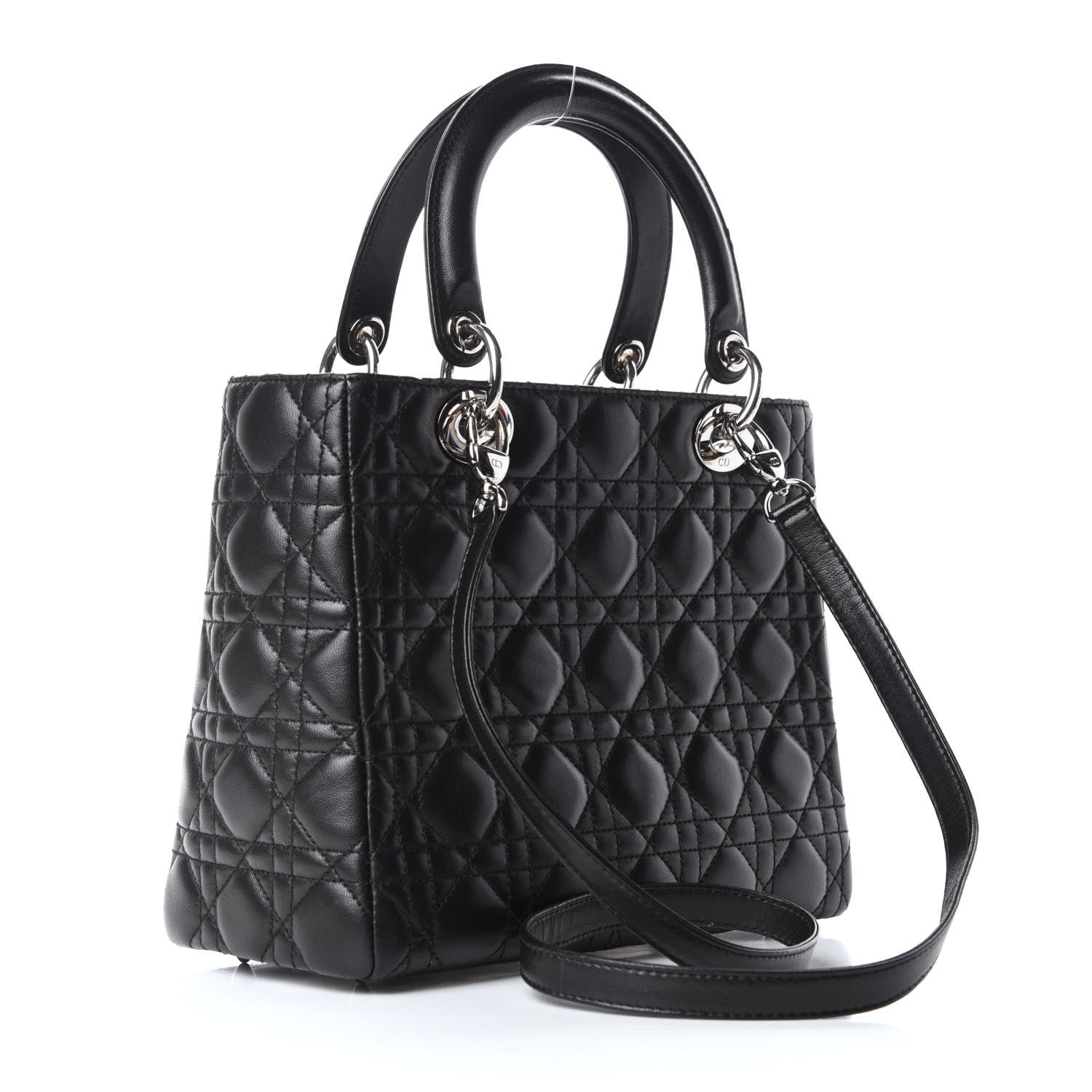 Christian Dior Lambskin Cannage Medium Lady Dior Black 3 of 9