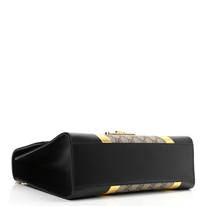 Gucci Calfskin GG Supreme Monogram Medium Padlock Shoulder Bag Black Gold 4 of 10