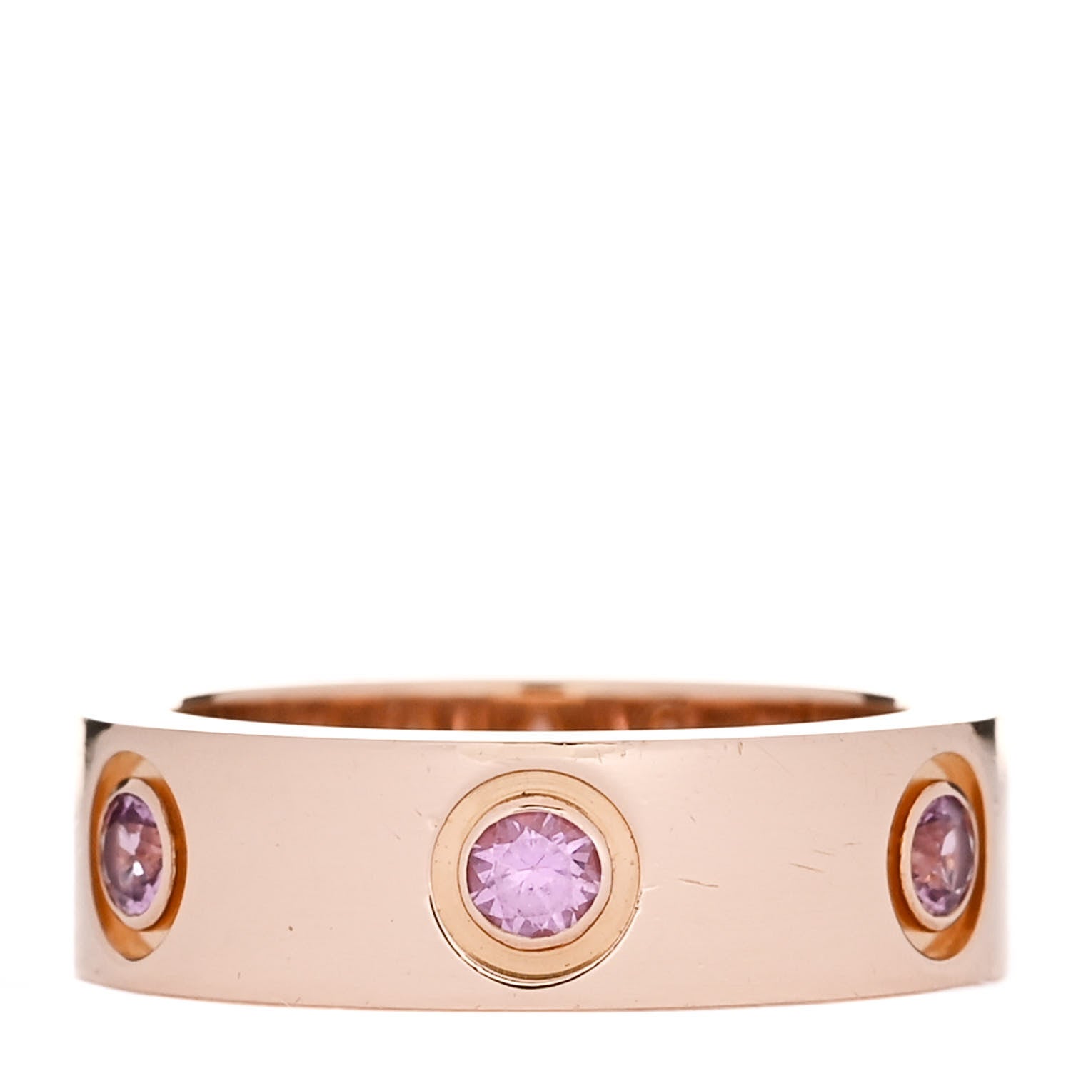 Cartier 18K Pink Gold 6 Pink Sapphire 5.5mm LOVE Ring 48 4.5 1 of 4