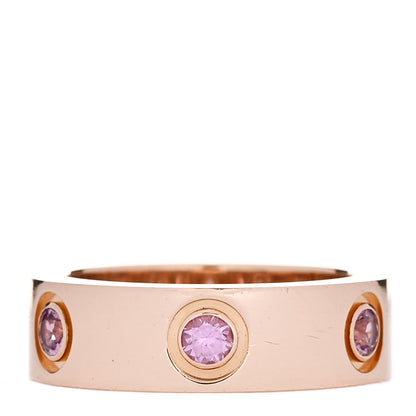 Cartier 18K Pink Gold 6 Pink Sapphire 5.5mm LOVE Ring 48 4.5 1 of 4