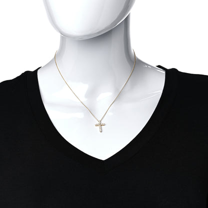 Tiffany 18K Yellow Gold Diamond Small Cross Pendant Necklace 2 of 5