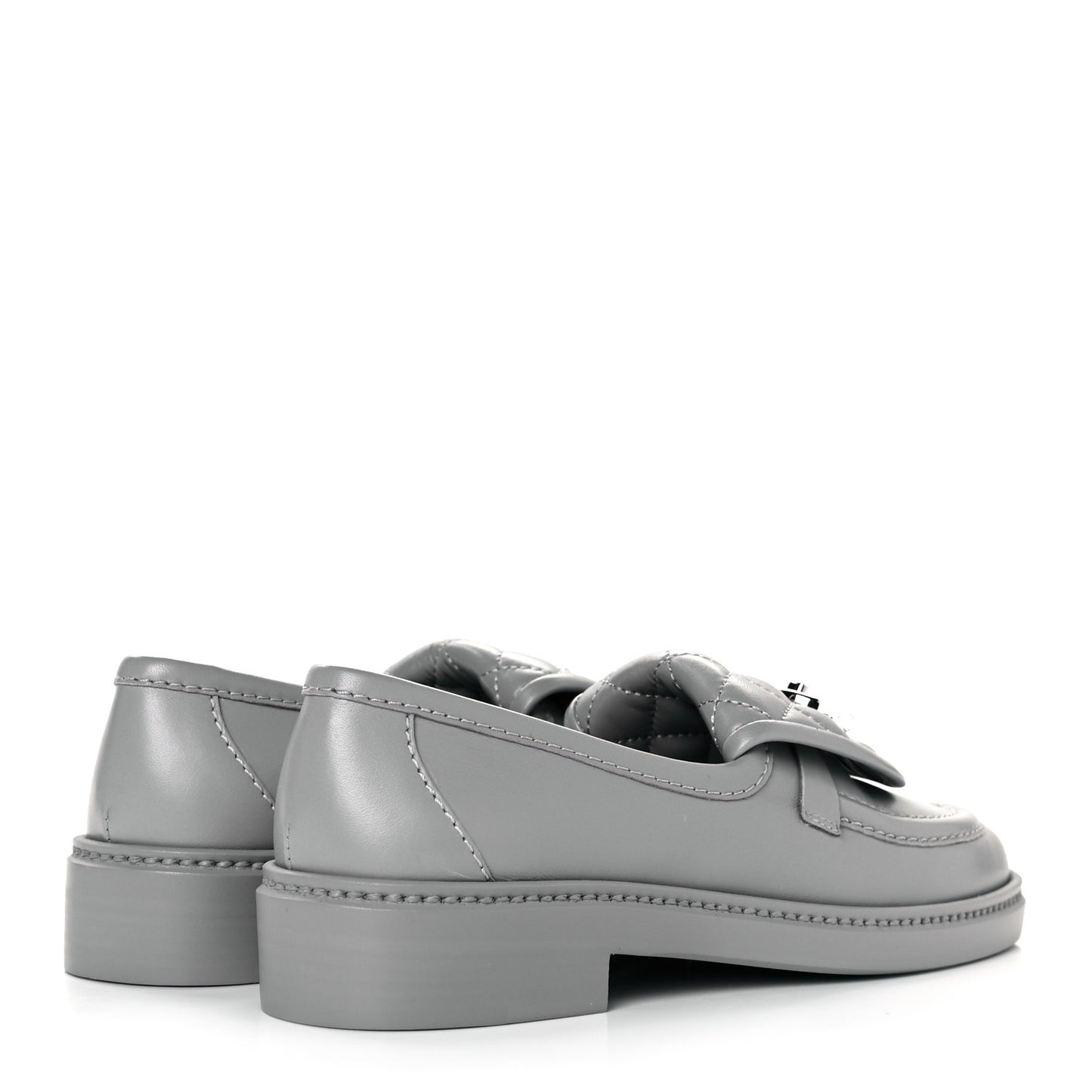Lambskin Quilted CC Turnlock Loafers 36.5 Grey