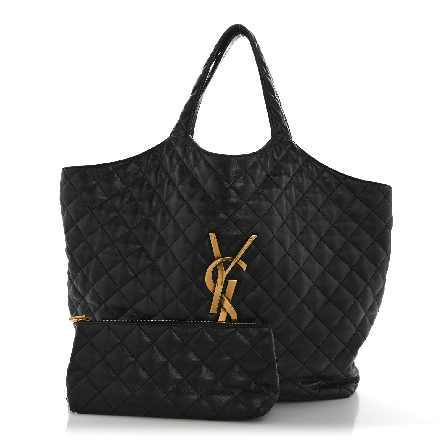 Saint Laurent Lambskin Quilted Maxi Icare Shopping Tote Black 4 of 18