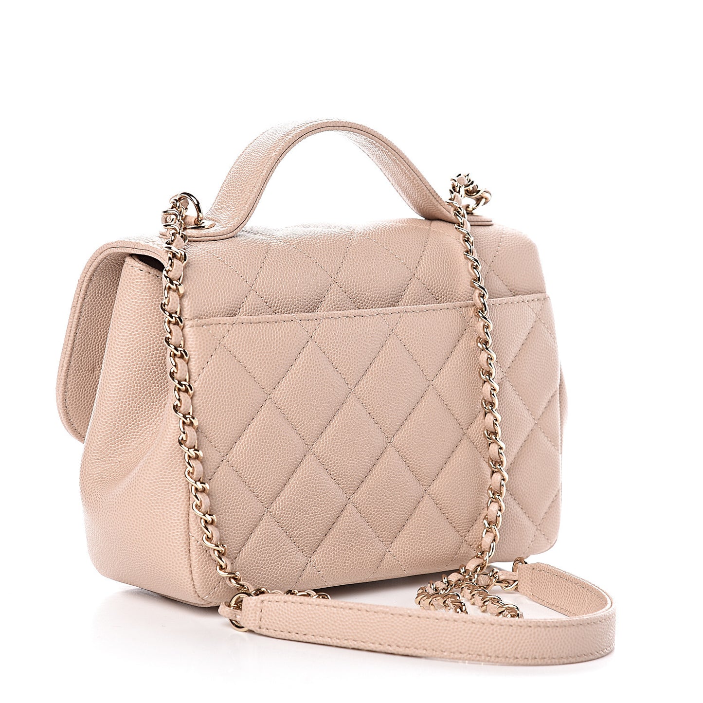 Caviar Quilted Small Business Affinity Flap Beige