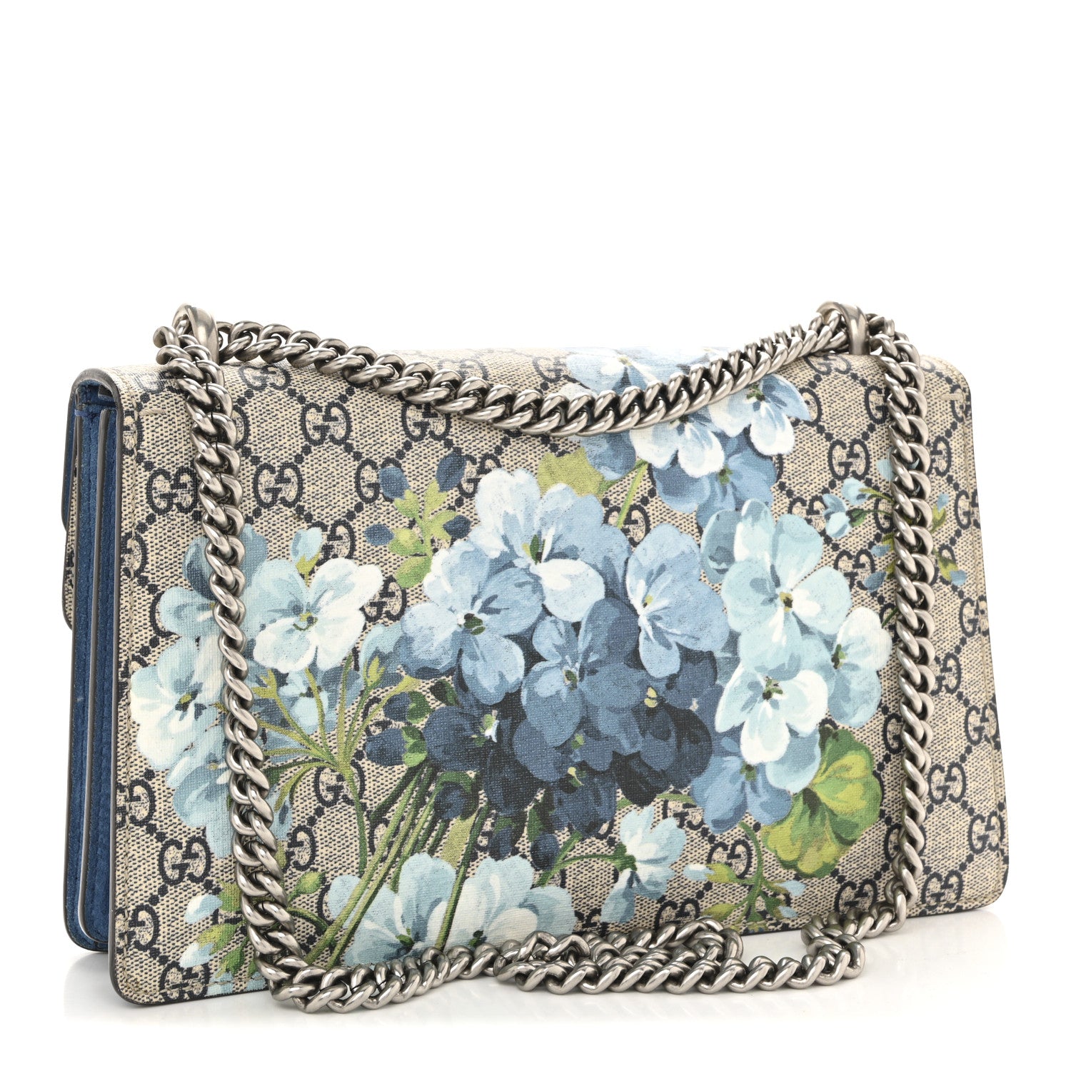 Gucci GG Supreme Monogram Blooms Small Dionysus Shoulder Bag Beige Navy Vintage Blue 3 of 14