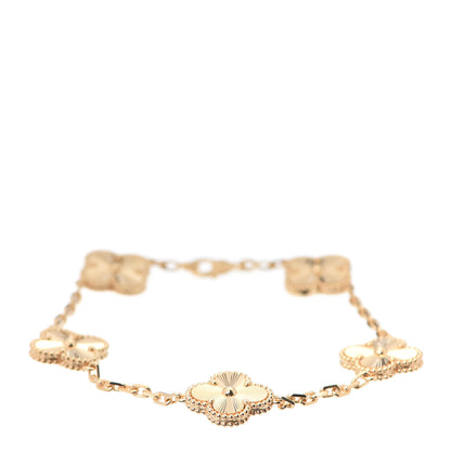 Van Cleef & Arpels 18K Yellow Gold 5 Motifs Guilloche Vintage Alhambra Bracelet 1 of 8