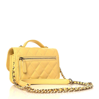 Chanel Caviar Quilted Business Affinity Clutch With Chain Flap Yellow 3 of 11