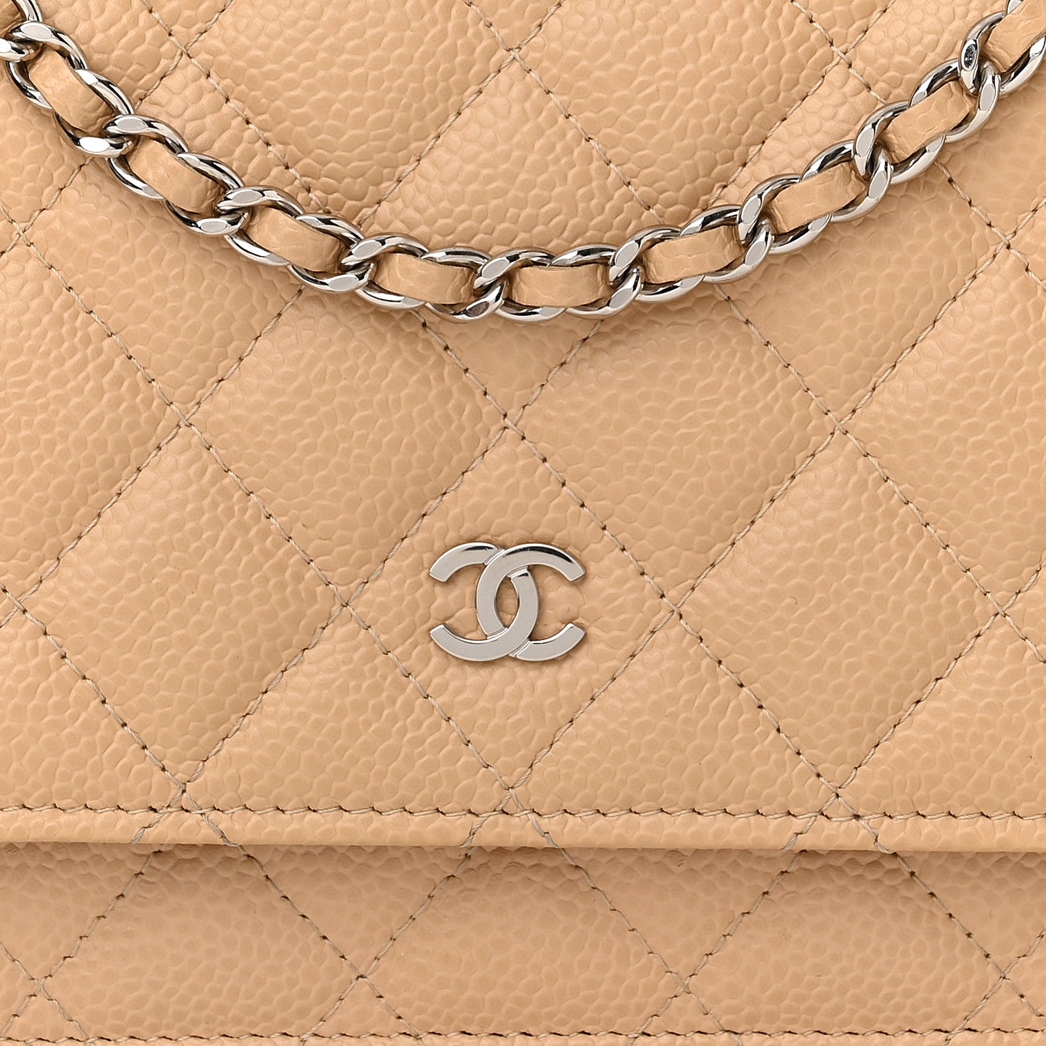 Chanel Caviar Quilted Wallet On Chain WOC Beige 8 of 12